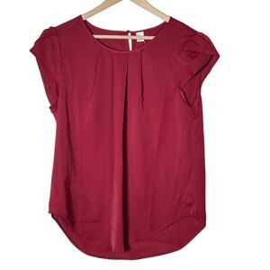NWT Milumia wine red short sleeve blouse top shirt size medium M B192